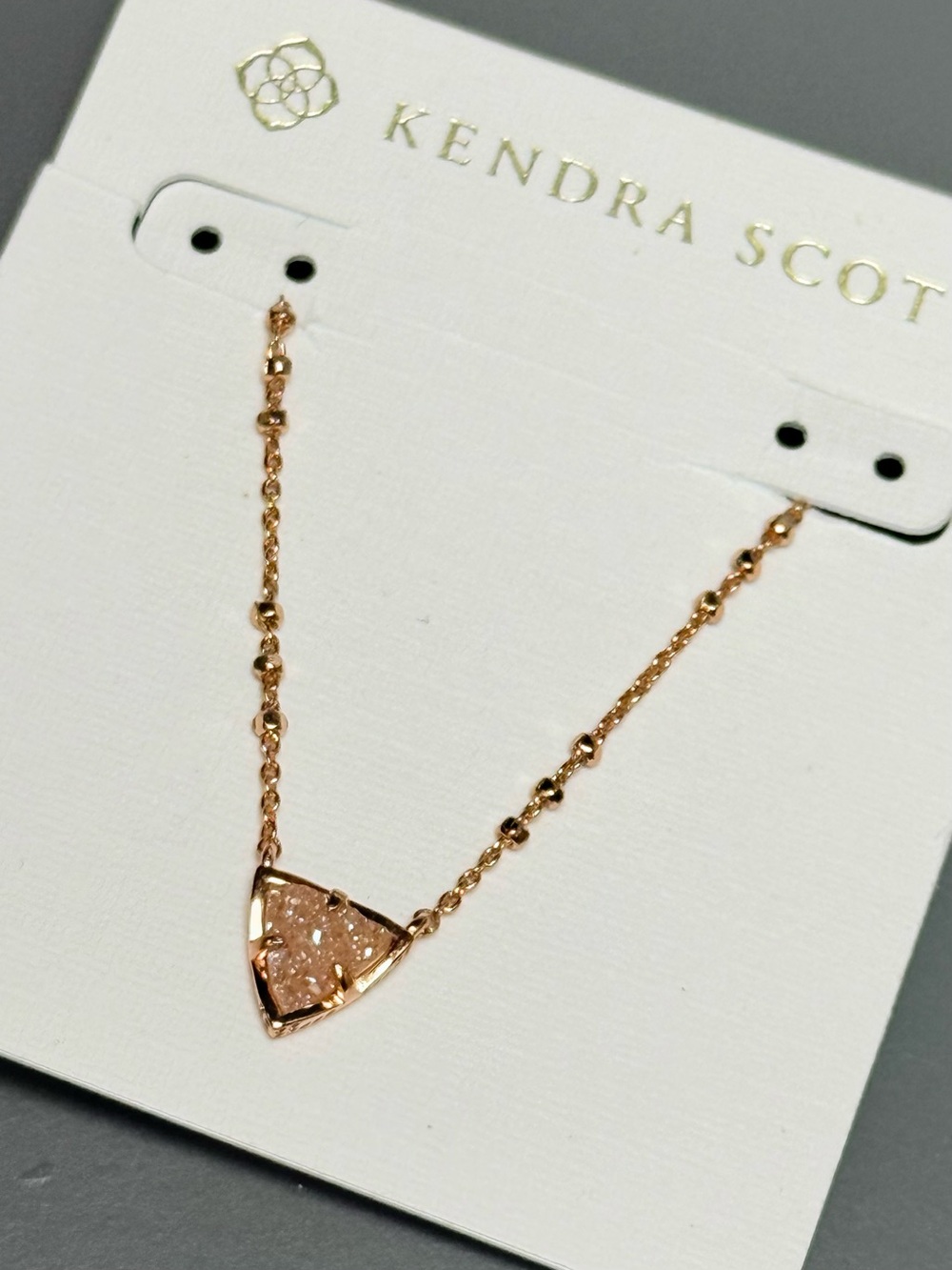 Kendra Scott *PROTOTYPE* Perry RG Necklace in Sand Drusy - Picture 2 of 4